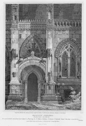 Cappella di Roslyn, elevazione di parte del lato sud, inciso da J. Burnett
